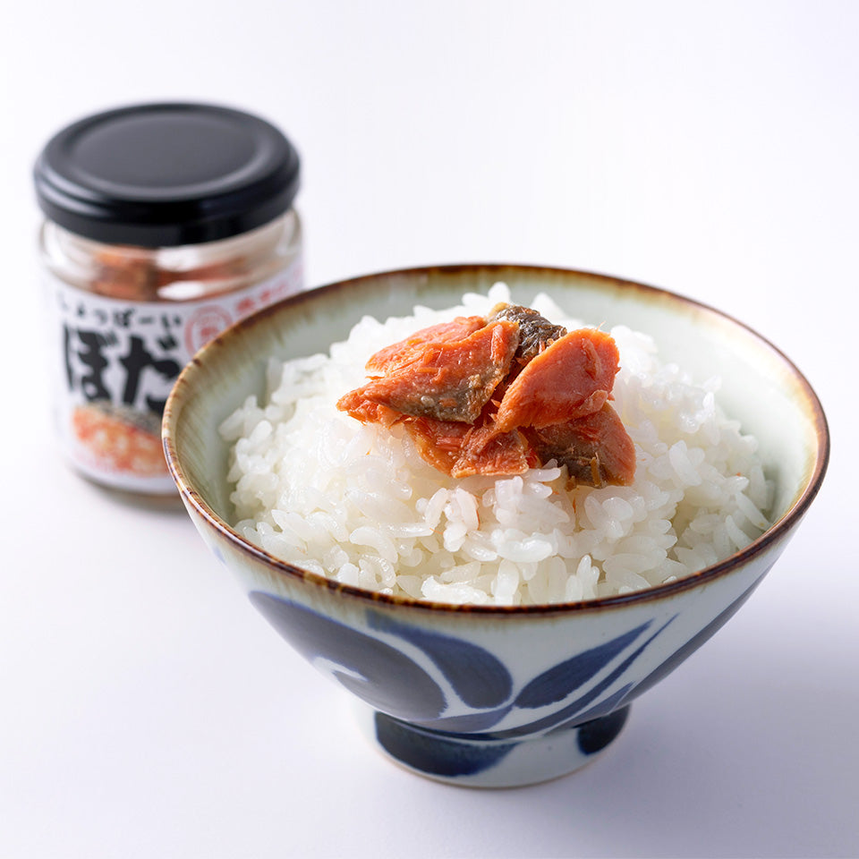 しょっぱーいぼだっこ 30g 秋田のお取り寄せ 辛口紅鮭荒ほぐし瓶詰